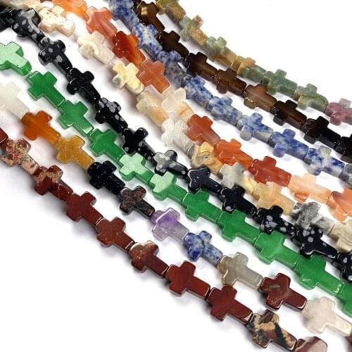 100% Natural Stone Cross Shape Beads Tiger Eye Loose Beads For Women Jewelry Making DIY Necklace Bracelet Accessories