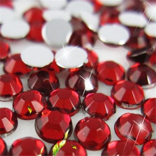 2-12MM DIY Bling Red Color Round Acrylic Rhinestones Flatback Acrylic Stones no Glue for Hand Craft Arts Decoration