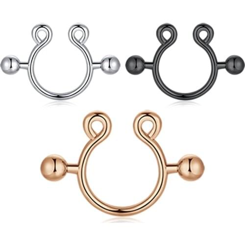 2pc 14G Fake Nipplerings Piercings Clip On Nipple Rings Stainless Steel Faux Nipple Jewelry