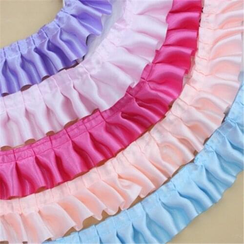 30yards 4cm 12colors Satin Ruffle Lace Trim Ribbon Pleated Tape Dress Doll and girl dress Clothes 1.57'' Width