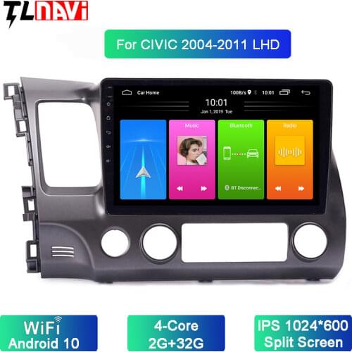 9 Inch Android 10 Car Radio Quad-Core IPS Tochscreen GPS Multimedia Player For 2006-2011 Honda-Civic