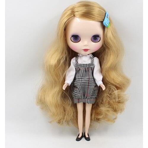 Free shipping cost Nude action figure dolls(blond curly hair )