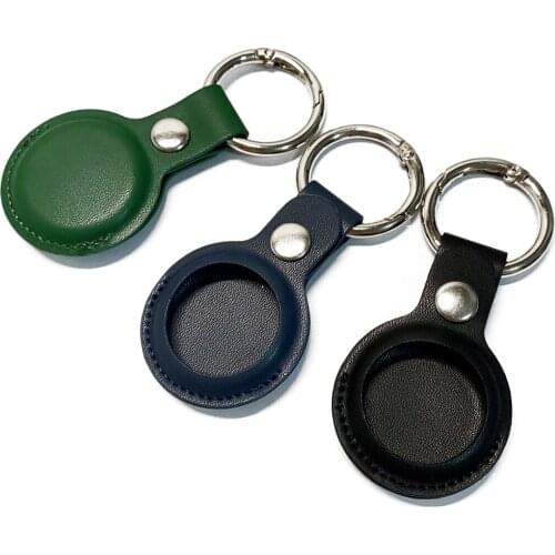 PU Leather Case for Airtag Protective Keychain Cover Sleeve For Apple Airtags Location Tracker Anti-lost Accessory