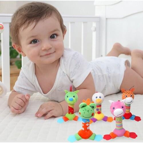 Baby Rattle Plush Toy Soft Cartoon Animal BIBI Stick Hand Rattle Strollers For Dolls Doll Rattle Baby Toys