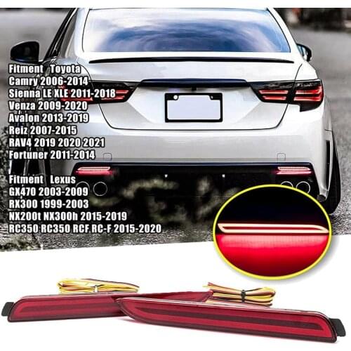 For Toyota Camry Sienna Avalon RAV4 Wish Fortuner LED Rear Bumper Fog Light Turn Signal Tail Brake Light Reflector Lamp