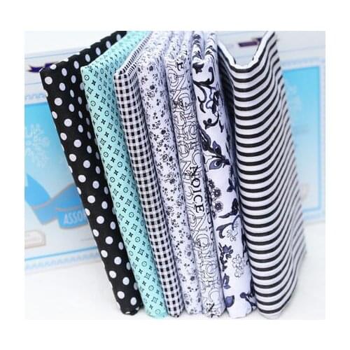 DIY handmade patchwork fabric cloth 25 * 25CM black collection plain cotton cloth group 7pcs/lot