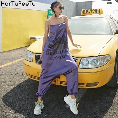 Women Juniors Sleeveless Backless Harem Rompers Jumpers Jumpsuits Summer with Metal Chain Shoulder Strap Streetwear Daisy Print