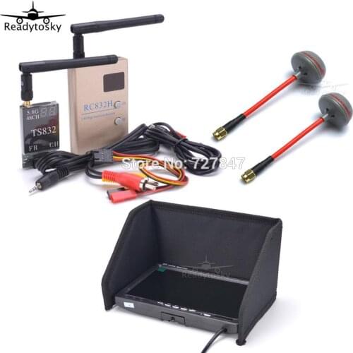 FPV Kit Combo System 5.8Ghz 600mw 48CH TS832 RC832S RC832 + 7 inch LCD 1024 x 600 Monitor + Antenna for Quadcopter