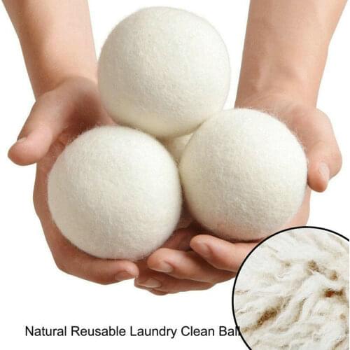 3 Pcs Wool Dryer Balls Natural Fabric Virgin Reusable Softener Laundry 5cm Dry Kit Ball Home Washing Balls Wool Dryer Balls