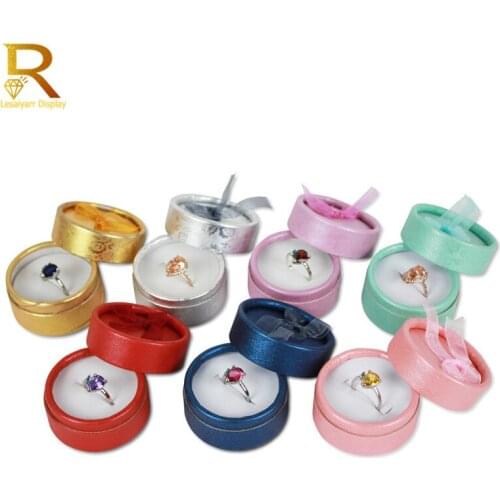 Jewelry Display Box Cardboard Necklace Earrings Ring Box Round Packaging Gift Box with Sponge Ribbon Wholesales 24pcs/lot