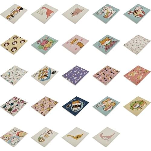 Printed Kitchen Cartoon Animal Cat Eating Noodle Coaster Single Placemat 42*32Cm Printed Kitchen Podkladki Na Stol Table Mats