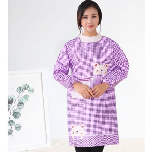 Kitchen cooking Korean version of the apron womens long-sleeved anti-fouling and oil-proof overalls for men and women 6d