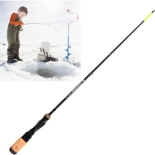 Lightweight Black Ice Fishing Rod 25inch / 63.5cm One-piece Fiberglass Boat Raft Winter Fishing Pole