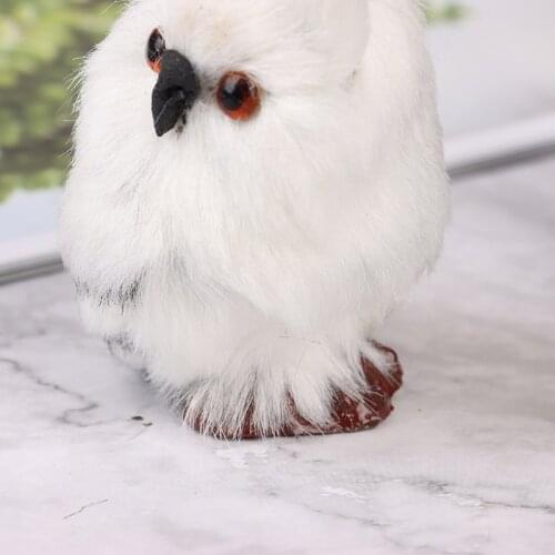Cute Owl White Black Furry Christmas Bird Ornament Decoration Adornment Simulation For Home Decor Gift