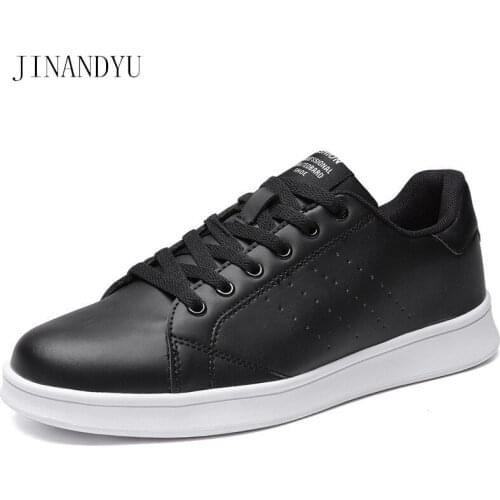 Leather Casual Shoes for Men White Black Sneakers Leather Sport Shoes Men Classic Flats Sneakers Men Comfortable Fashion Shoe