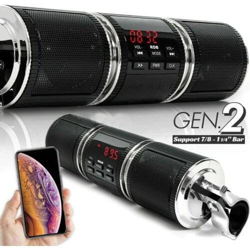 Motorcycle Handlebar Hi-Fi Bluetooth Mp3 Music Player Speaker Stereo Speaker Fm Radio Waterproof Adjustable Bracket Audio Player