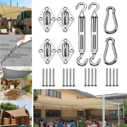 24PCS Triangle Awning Attachment Set Mounting Kit for Heavy Duty Sun Shade Kit Stainless Steel Accessories in Garden Courtyard