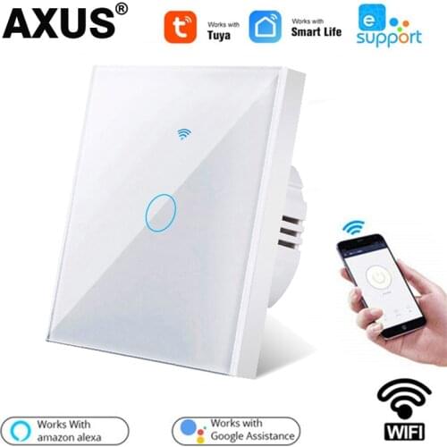 AXUS Wifi Wall Touch Switch EU No Neutral Wire Required Smart Light Switch 1 2 3 Gang Tuya/Smart Life Home Alexa Google Home