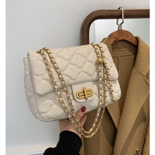 NEW Casual Chain Women Shoulder Bag Designer Quilted Handbags Luxury Pu Leather Crossbody Bag Lady Flap Purses 2021