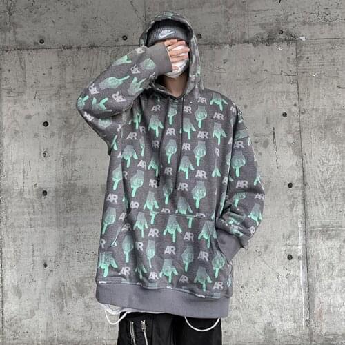 2021 NEW Hip Hop Streetwear Harajuku Mens Autumn New Letter Hooded Sweater
