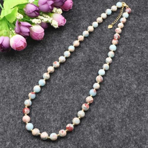 Wholesale Strand Neckalce Women Vintage Design Handmade Imperial Stone Round Beaded Necklaces Yoga Chain Jewelry Gift 18" B220