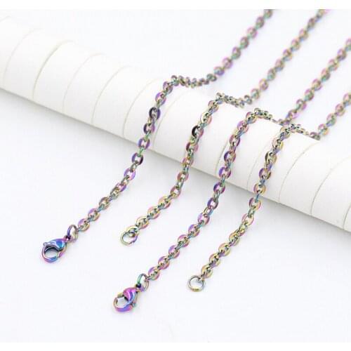 60CM Length 3.3mm Width multicolor stainless steel Cross Chains Necklace For winter fashion Jewelry