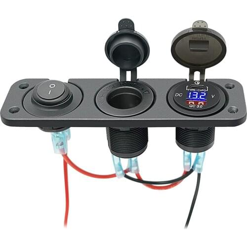 DIY Panel 3 in 1 Cigarette Lighter PD QC3.0 USB C Outlet LED Voltage Display Toggle Switch for Marine Boat Car Truck Camper RV