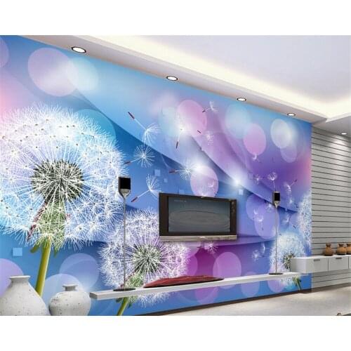 Custom warm romantic children room decoration wallpaper dandelion 3D living room television background wall wallpaper Beibehang