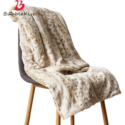 Bubble Kiss Plush Throw Blankets White Leopard Pattern Thicken Blanket Double Layer Nap Blanket High Quality Soft Knee Blankets