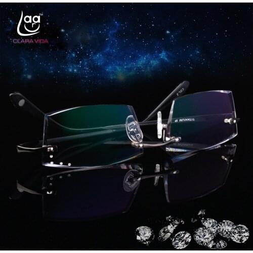 Luxury PRIVATE Custom Manual Pure Titanium Frame Diamond Cut High-elastic Tinted Lenses Mens Prescription Glasses Photochromic
