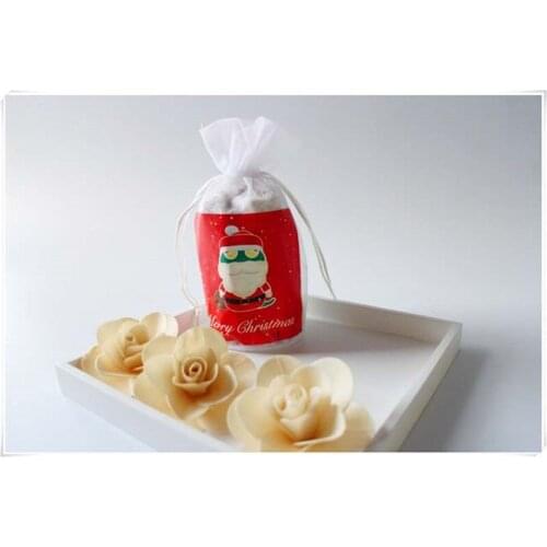 Merry Christmas costom Logo Organza bag organza Gift pouch Jewellry Package Pouch wedding gift bag