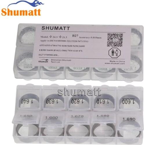 SHUMAT 100PCS Common Rail B27 Fuel Injector Assy Adjusting Washer Shim 1.6-1.69 mm for DEN-S0 095000-5212 5226 5471 5511 6353