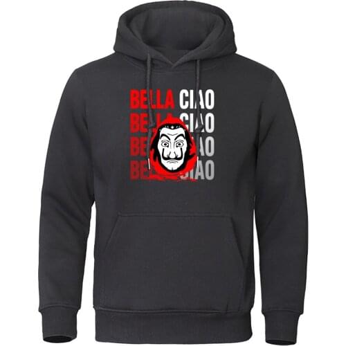 La casa de papel Funny Printing Hoodie Man Fashion Autumn Hoodies Sweatshirts Hip Hop Casual Sweatshirt Fleece Warm Streetwear