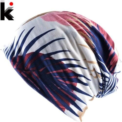 Spring And Autumn Turban Hats for Women Beanies Muffler Scarf Dual-Use Cap For Men Fashion Casual Soft Print Unisex Bonnets