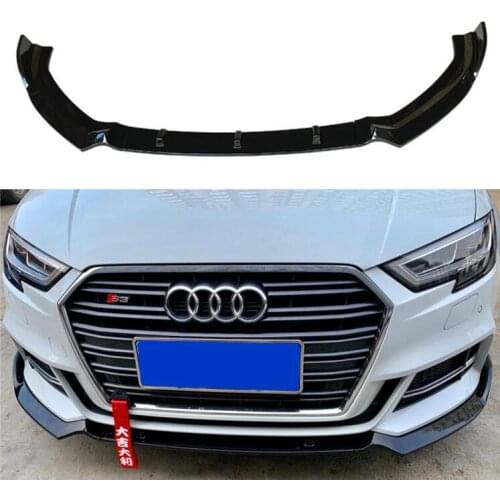 High Quality ABS PAINT CARBON FRONT BUMPER SPOILER LIP SPLITTERS WIND KNFE COVER For Audi A3 S3 RS3 Sline 2017 2018 2019 2020