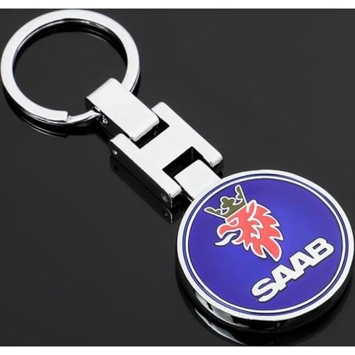 1PC Blue Metal Car Key Ring Holder Chain H Style Keychain Keyfob Emblem Badge For SAAB 9000 900 SCANIA Aero X 93 9-3 9-5 9-7X