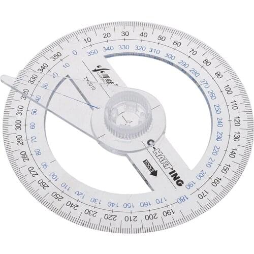 1PCS Round Ruler Patchwork Ruler 360 Degree Pointer Protractor Ruler Angle Finder Swing Arm For School Office Supplies Plastic
