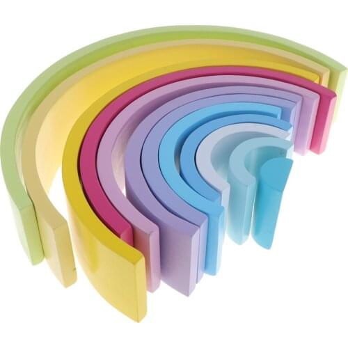 12 Lot Wooden Rainbow Color Stacking Block Toys Kids Toddlers Toy Gifts