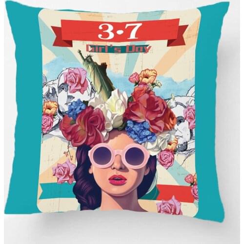 3.7 Girls Day Fashion Girl Printing Throw Pillow Case Decorative Cushion Cover For Sofa Car Seat Living Room Pillowcases