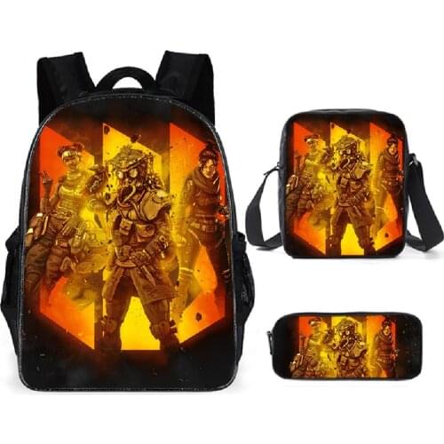 3pcs/Set Apex Legends Backpack Anime Backpack Boys Girls School Bags Primary Backpack Back To School Bag Bolsa Escolar
