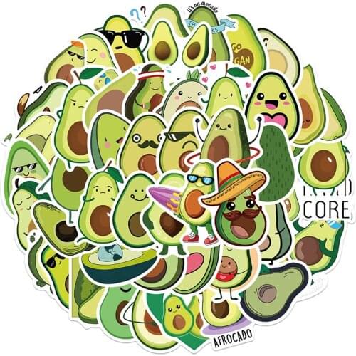 50PCS Avocado Stickers For Children DIY Guitar Stationery Water Bottle Waterproof Decals Girl DIY Luggage Guitar Sticker