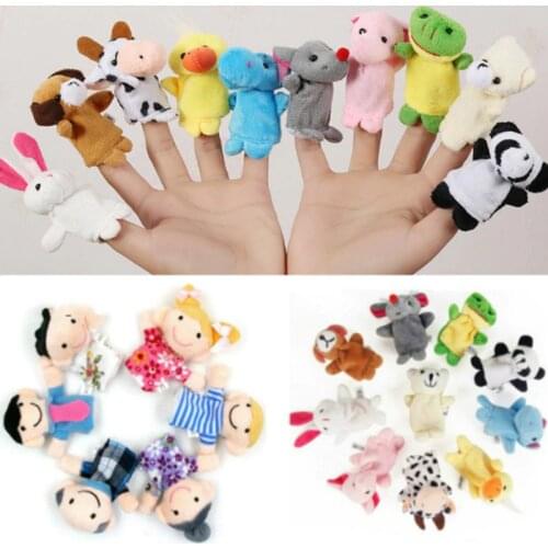 6-12Pcs Baby Plush Toy Cartoon Animal Family Finger Puppet Role Play Tell Story Cloth Doll Educational Toys For Children Kids