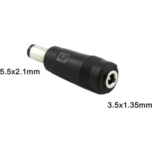 2pcs DC Power 5.5 x 2.1mm Male Plug To 3.5 x 1.35mm Female Jack Adapter Connector Converter Straight
