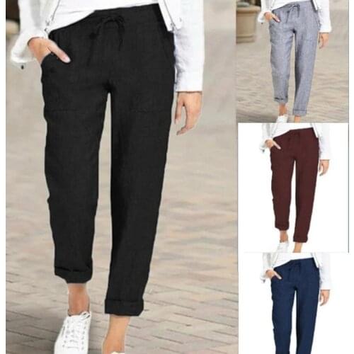 Fashion Streetwear Cute Candy Pencil Pant Women Lace Up Slim High Waist Straight Pants Female Casual Office Work Trouser 2020