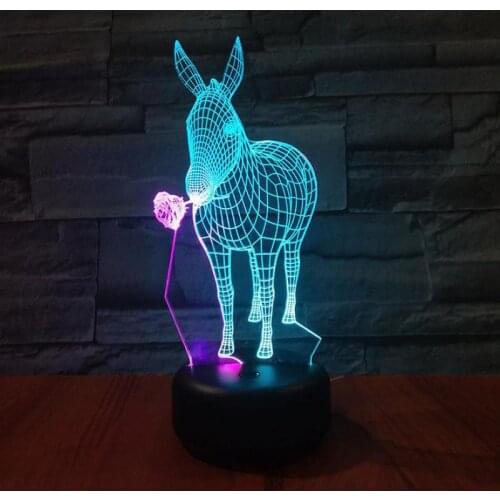 Mule Rose Led 3d Colorful Nightlight Creative Visual Touch Charging 3d lamp Factory wholesale Christmas decorative lights