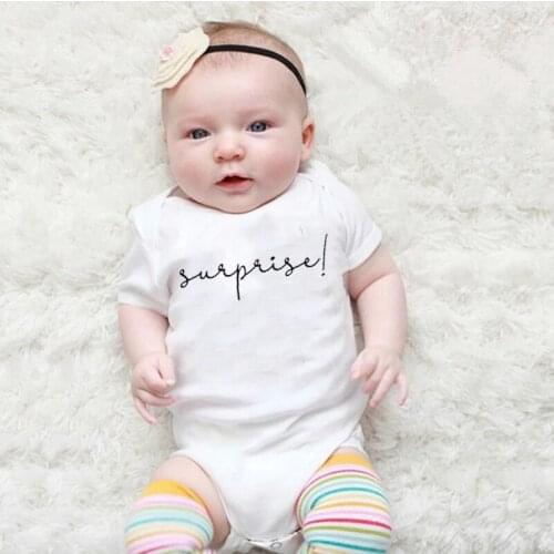 0-24M Surprise Pattern Newborn Infant Baby Girls Boys Bodysuits Cute Short Sleeves Romper Kids Jumpsuit Summer Toddler Clothing