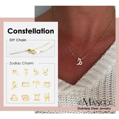 EManco gold stainless steel zodiac necklace for women 12 zodiac signs chokers necklace women jewelry