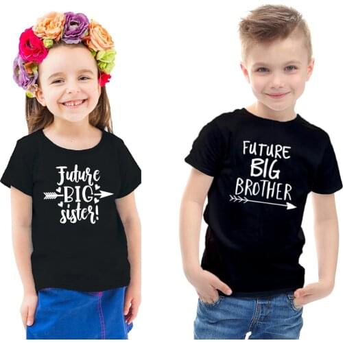 Future Big Brother Sister Print Letters Kids Tshirt Funny Toddler Boys Girls Short Sleeve T-shirt Casual Children Hot Sale Tees