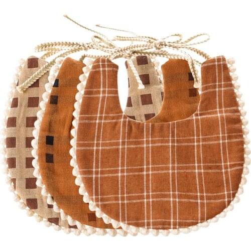 Happyflute Fashion Lace Edge 3pcs Set Hemp Cotton Bib