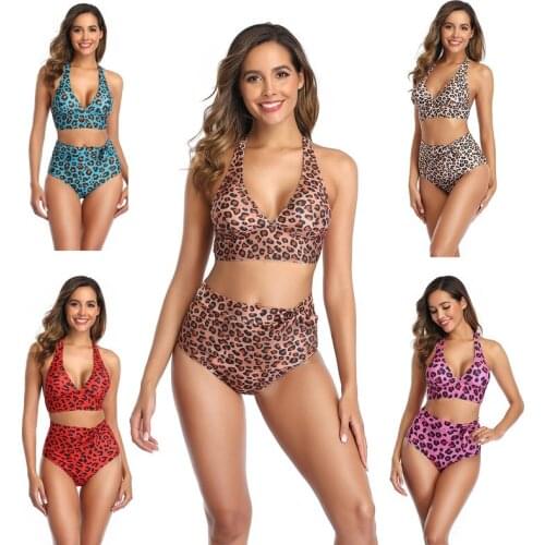 Bathing Suits Tankini Swimsuit Women Swimming Suit For Women High Waist Bikini Bathing Suit Leopard Two Piece Swimsuit Wire Free